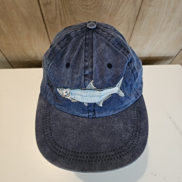 Vintage Siesta Key Twill Sports Cap With Embroidered Tarpon In Blue OSFM - Picture 2 of 8